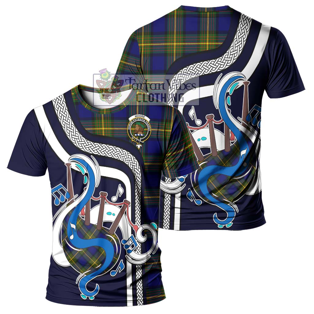 Tartan Vibes Clothing Moore Tartan T-Shirt with Epic Bagpipe Style