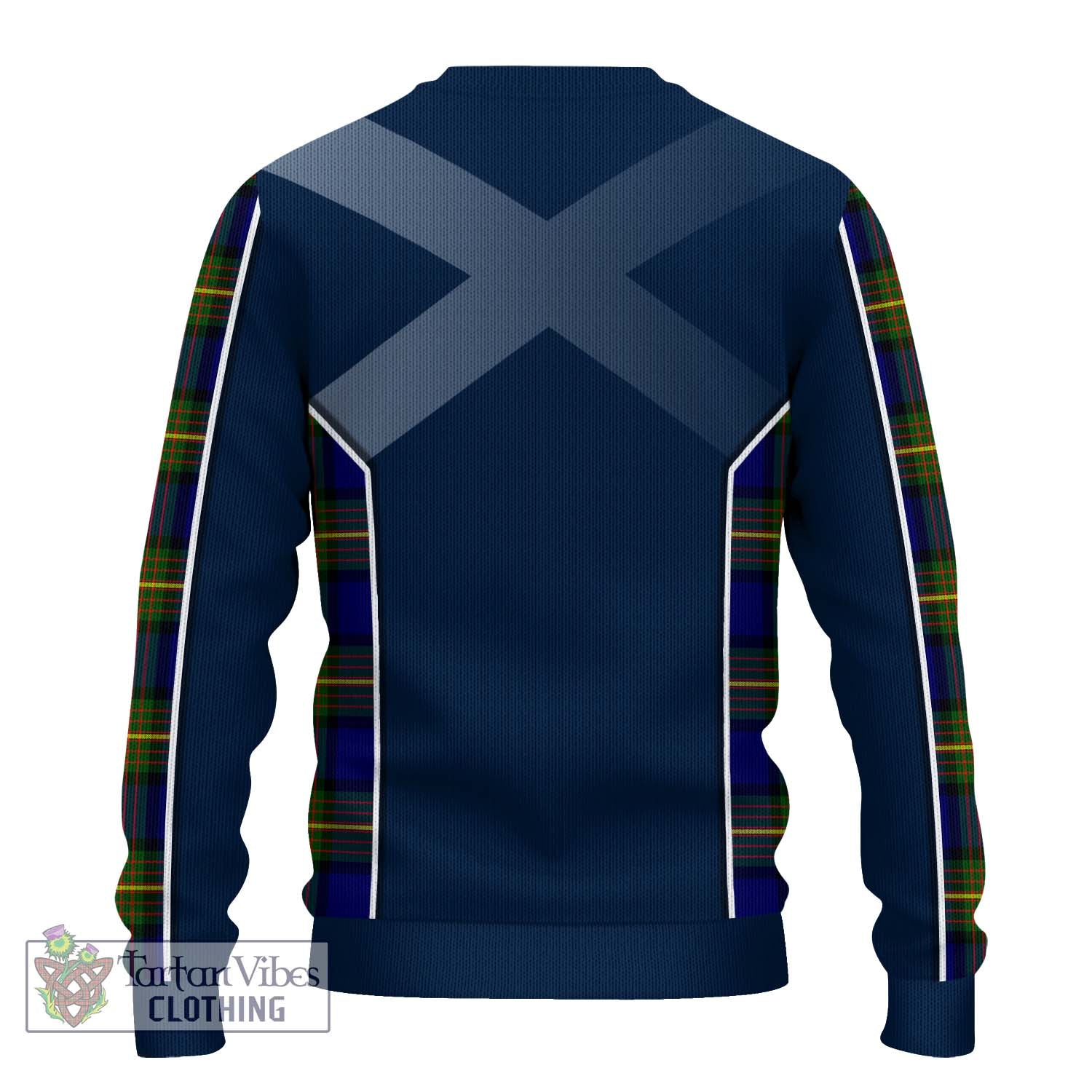 Tartan Vibes Clothing Moore Tartan Knitted Sweater with Family Crest and Lion Rampant Vibes Sport Style