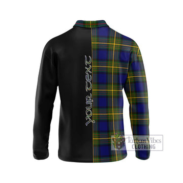 Moore Tartan Long Sleeve Polo Shirt with Family Crest and Half Of Me Style