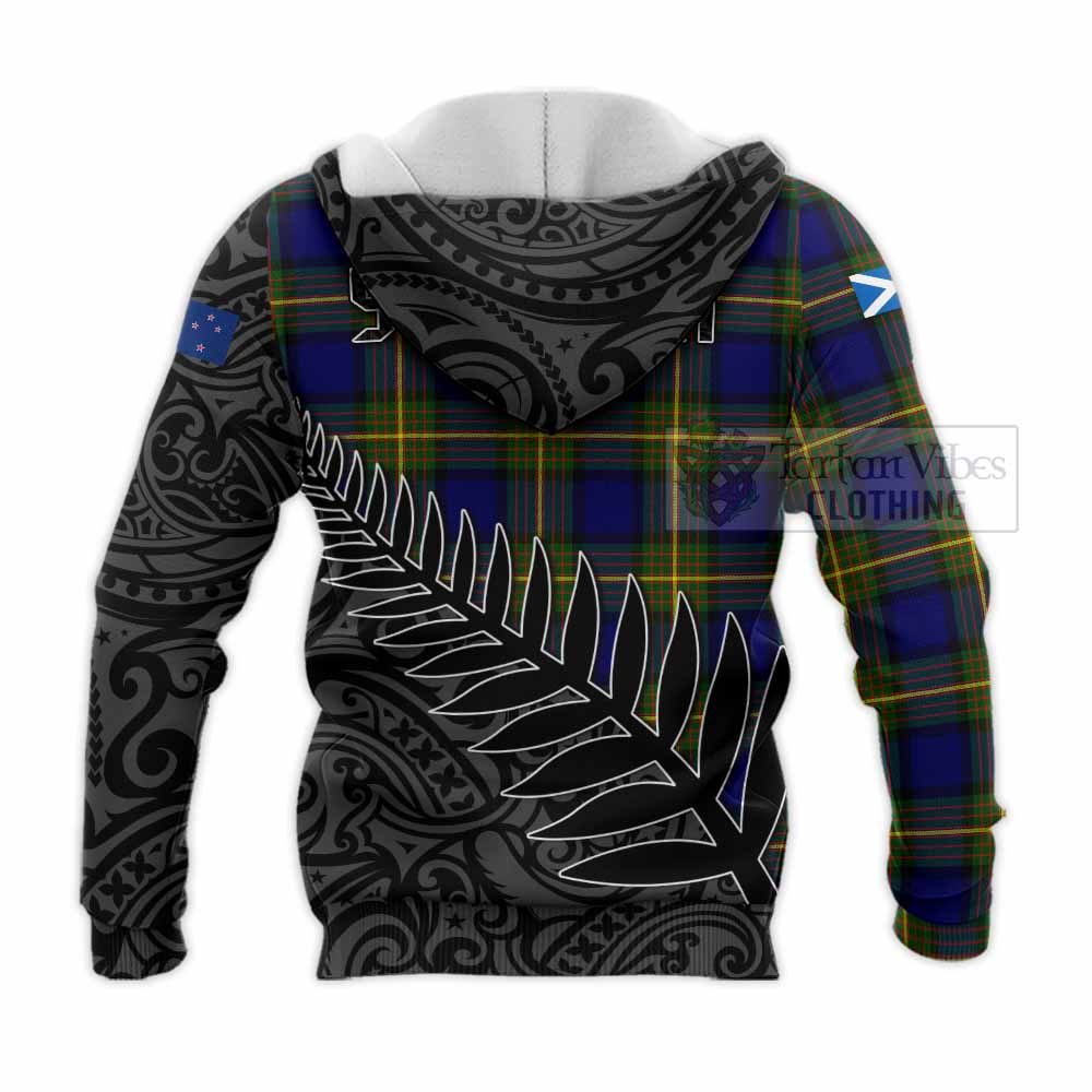 Tartan Vibes Clothing Moore Crest Tartan Knitted Hoodie with New Zealand Silver Fern Half Style