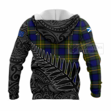 Moore Crest Tartan Knitted Hoodie with New Zealand Silver Fern Half Style