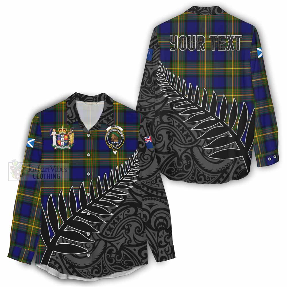 Tartan Vibes Clothing Moore Crest Tartan Women's Casual Shirt with New Zealand Silver Fern Half Style