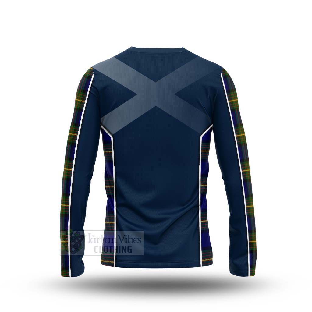 Tartan Vibes Clothing Moore Tartan Long Sleeve T-Shirt with Family Crest and Scottish Thistle Vibes Sport Style