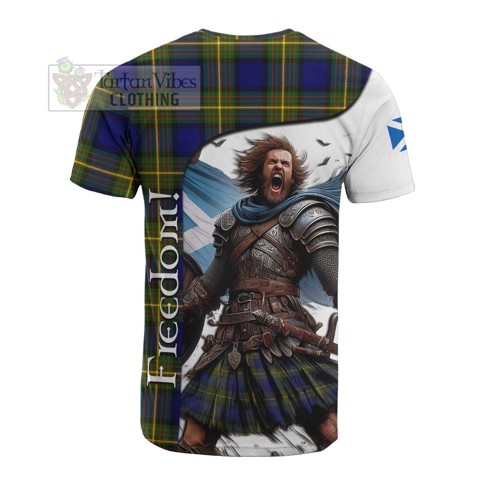 Tartan Vibes Clothing Moore Crest Tartan Cotton T-shirt Inspired by the Freedom of Scottish Warrior