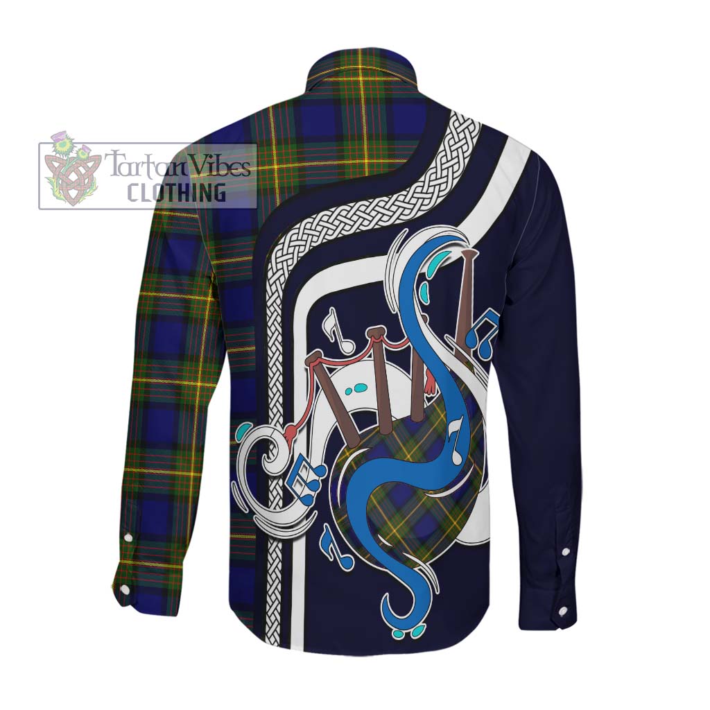 Tartan Vibes Clothing Moore Tartan Long Sleeve Button Shirt with Epic Bagpipe Style