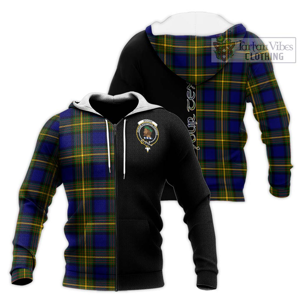 Moore Tartan Knitted Hoodie with Family Crest and Half Of Me Style Unisex Knitted Zip Hoodie - Tartanvibesclothing Shop