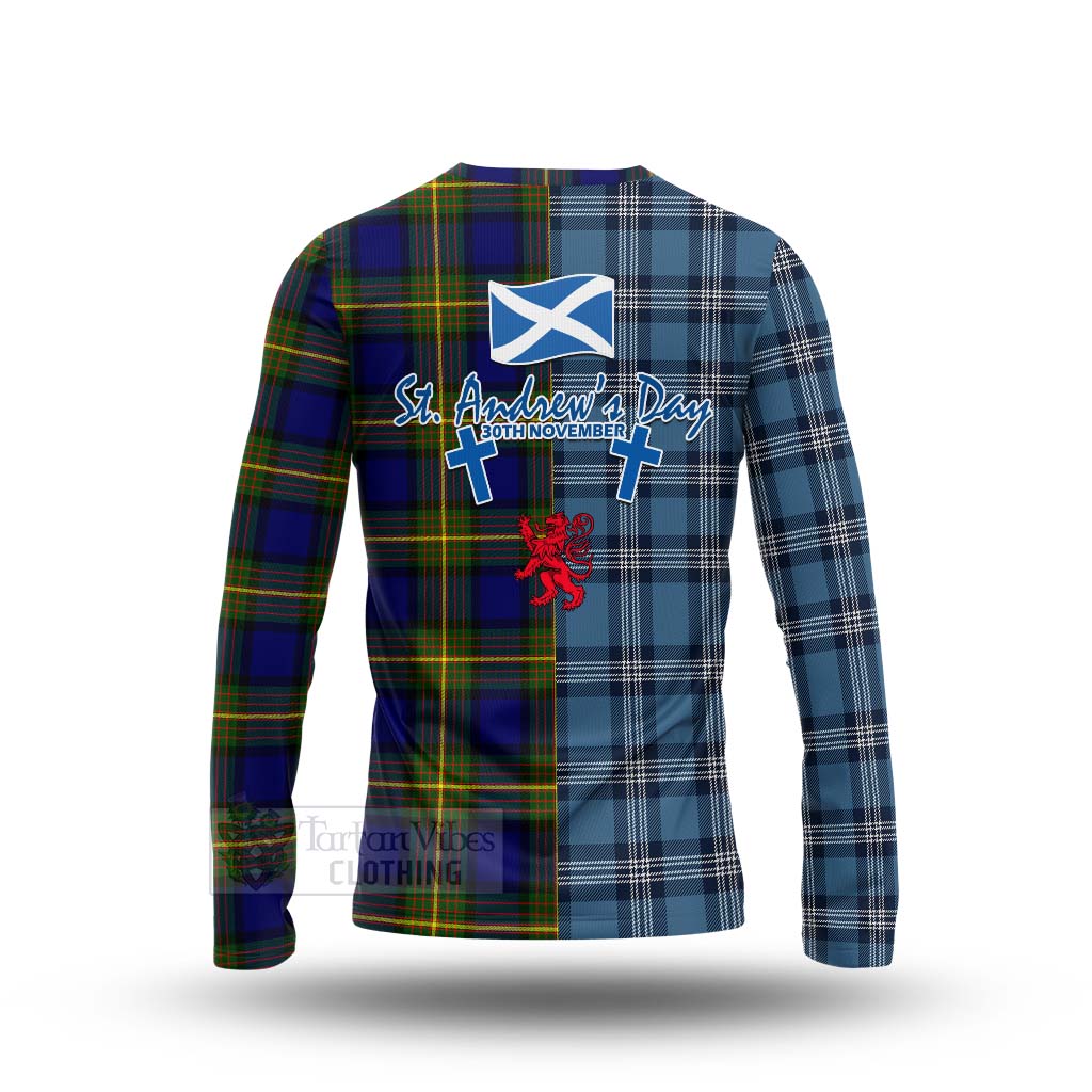 Tartan Vibes Clothing Moore Tartan Long Sleeve T-Shirt Happy St. Andrew's Day Half Tartan Style