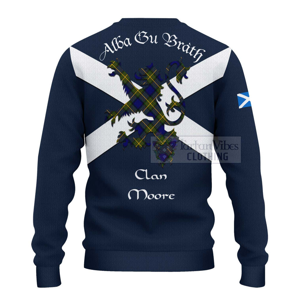 Tartan Vibes Clothing Moore Tartan Lion Rampant Knitted Sweater – Proudly Display Your Heritage with Alba Gu Brath and Clan Name