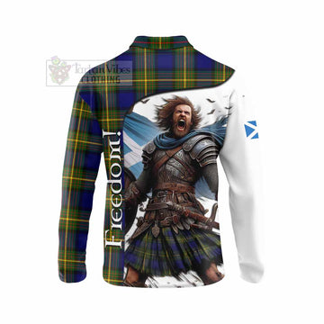 Moore Crest Tartan Long Sleeve Polo Shirt Inspired by the Freedom of Scottish Warrior