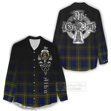 Moore Tartan Women's Casual Shirt Featuring Alba Gu Brath Family Crest Celtic Inspired