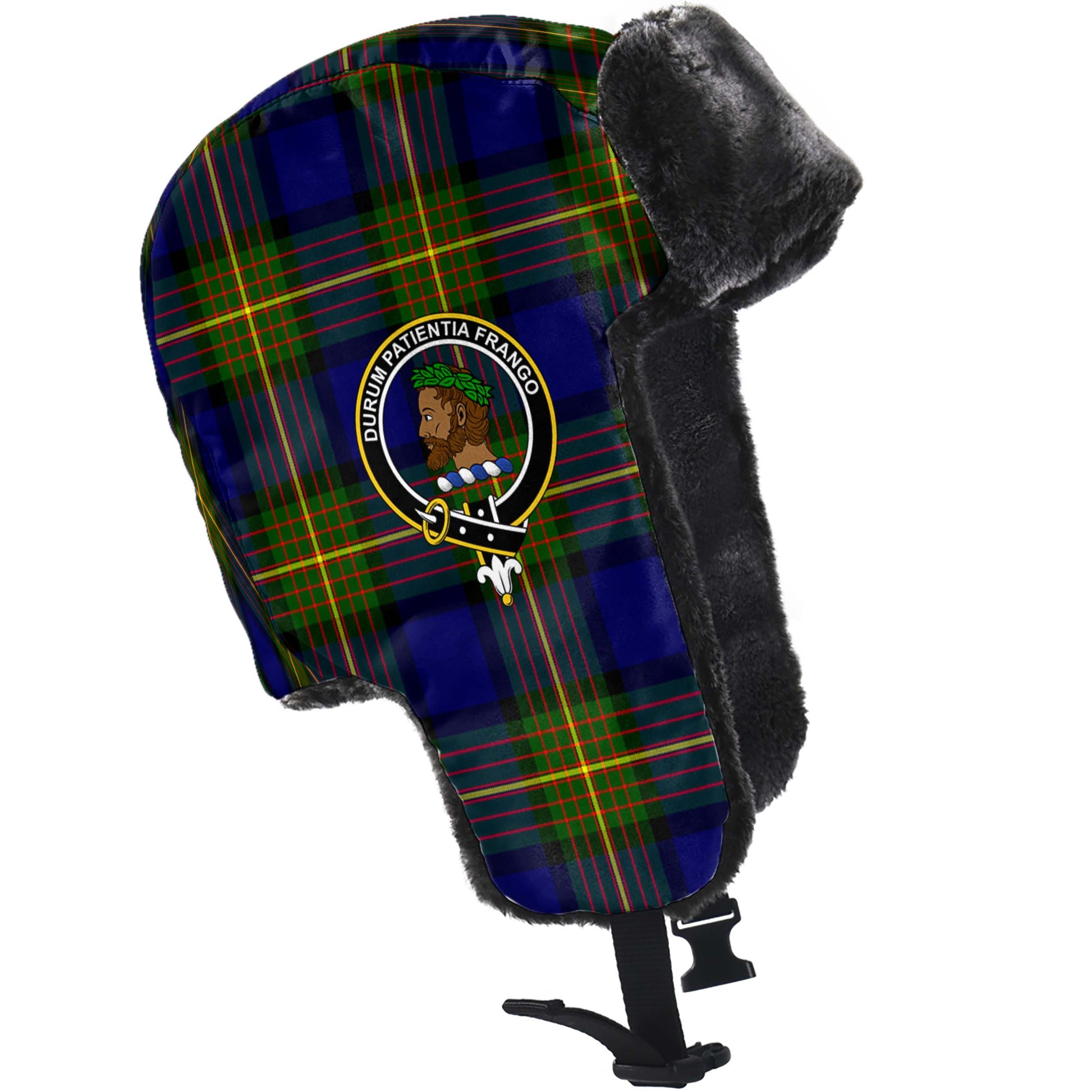 Moore Tartan Winter Trapper Hat with Family Crest - Tartanvibesclothing