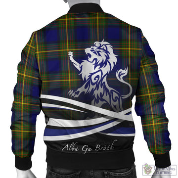 Moore Tartan Bomber Jacket with Alba Gu Brath Regal Lion Emblem