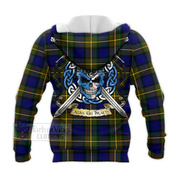 Moore Tartan Knitted Hoodie with Family Crest Celtic Skull Style