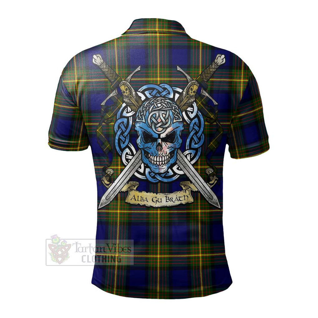 Tartan Vibes Clothing Moore Tartan Polo Shirt with Family Crest Celtic Skull Style