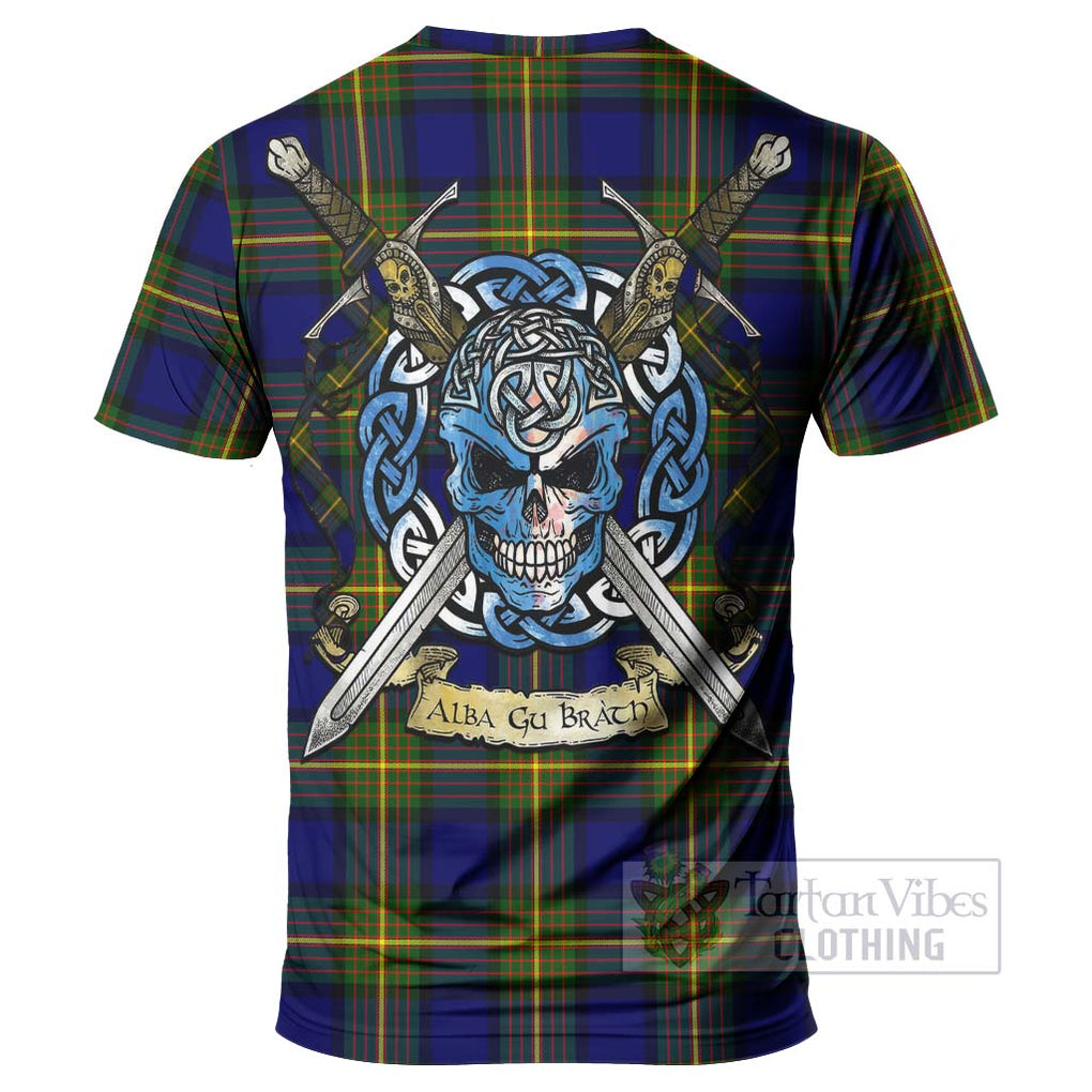 Tartan Vibes Clothing Moore Tartan T-Shirt with Family Crest Celtic Skull Style