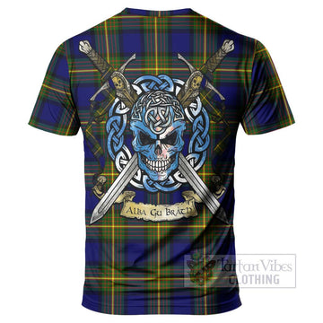 Moore Tartan T-Shirt with Family Crest Celtic Skull Style