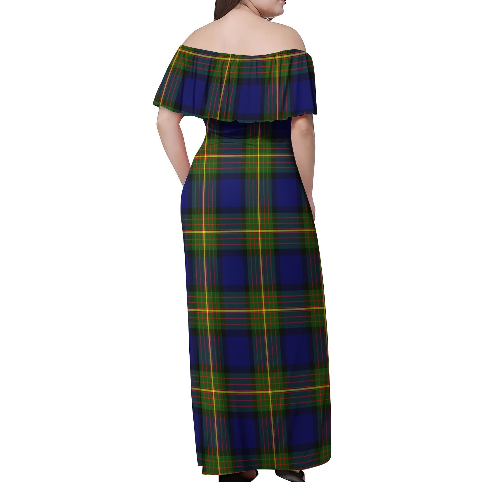 Moore Tartan Off Shoulder Long Dress - Tartanvibesclothing