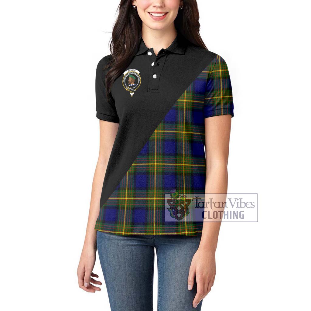 Tartan Vibes Clothing Moore Tartan Women's Polo Shirt with Family Crest and Military Logo Style