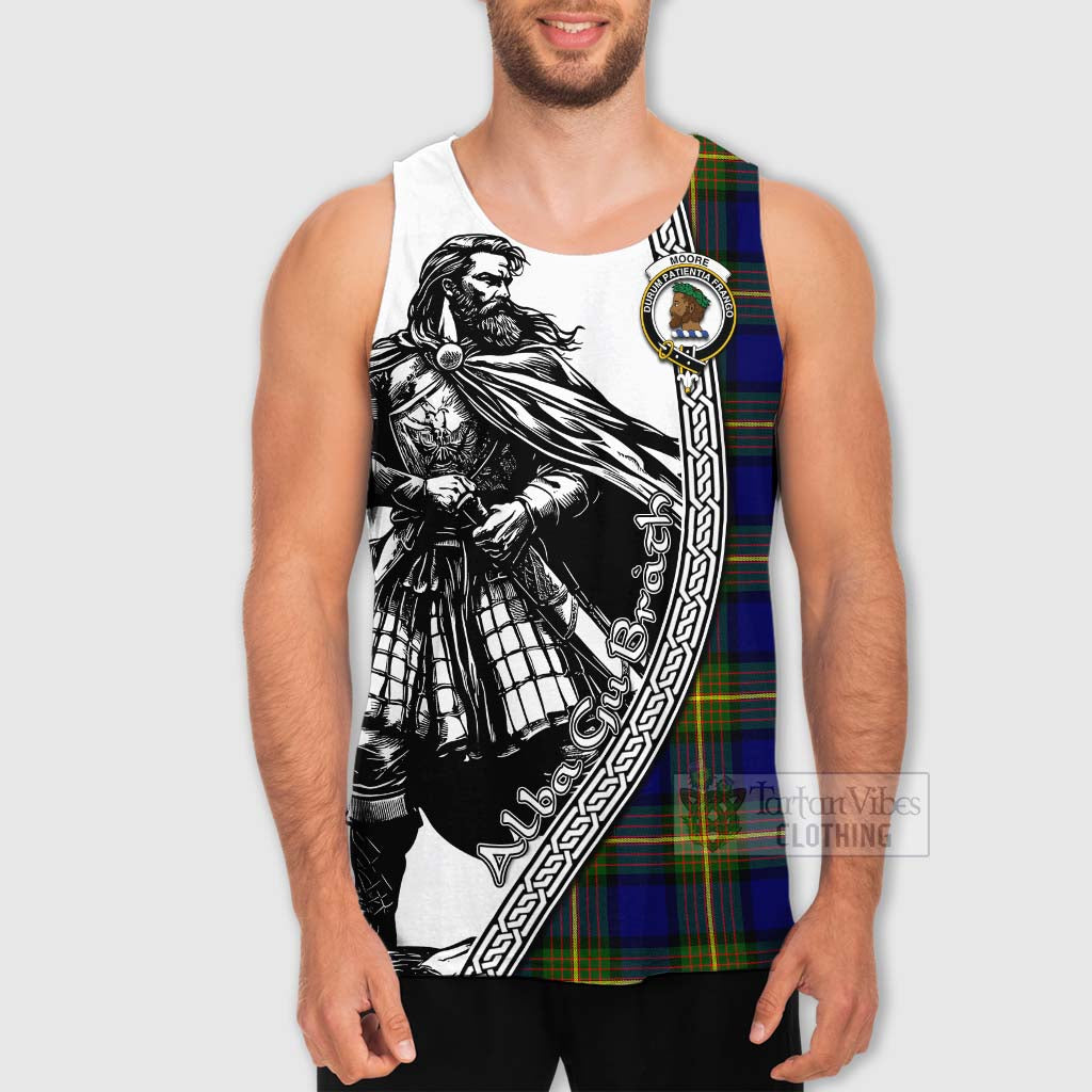 Tartan Vibes Clothing Moore Tartan Clan Crest Men's Tank Top with Highlander Warrior Celtic Style