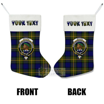 Moore Tartan Family Crest Christmas Stocking with Personalized Text