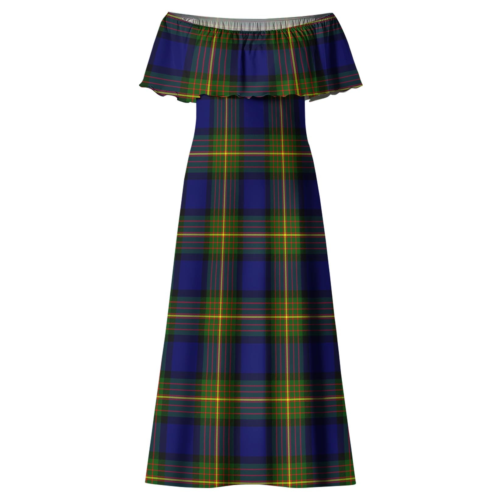 Moore Tartan Off Shoulder Long Dress - Tartanvibesclothing