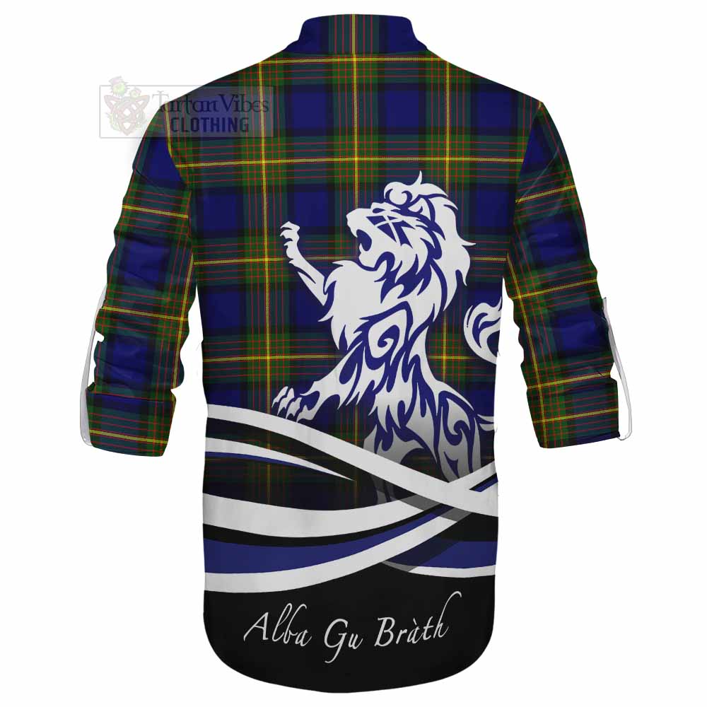 Tartan Vibes Clothing Moore Tartan Ghillie Kilt Shirt with Alba Gu Brath Regal Lion Emblem