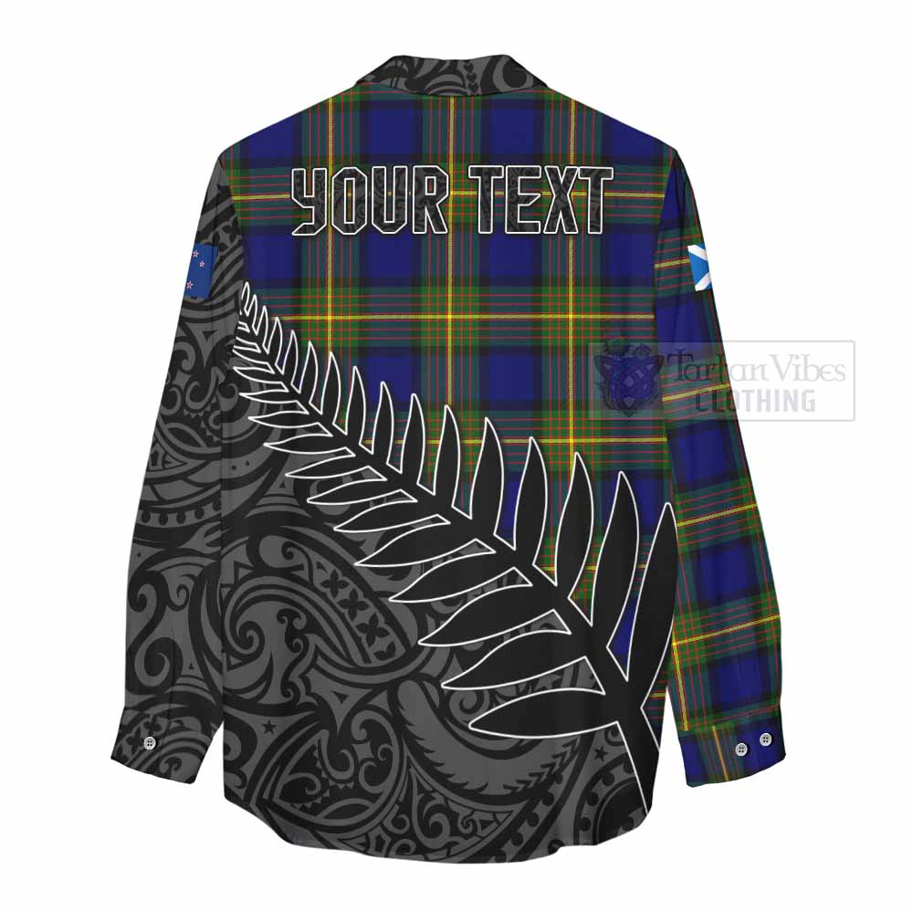 Tartan Vibes Clothing Moore Crest Tartan Women's Casual Shirt with New Zealand Silver Fern Half Style