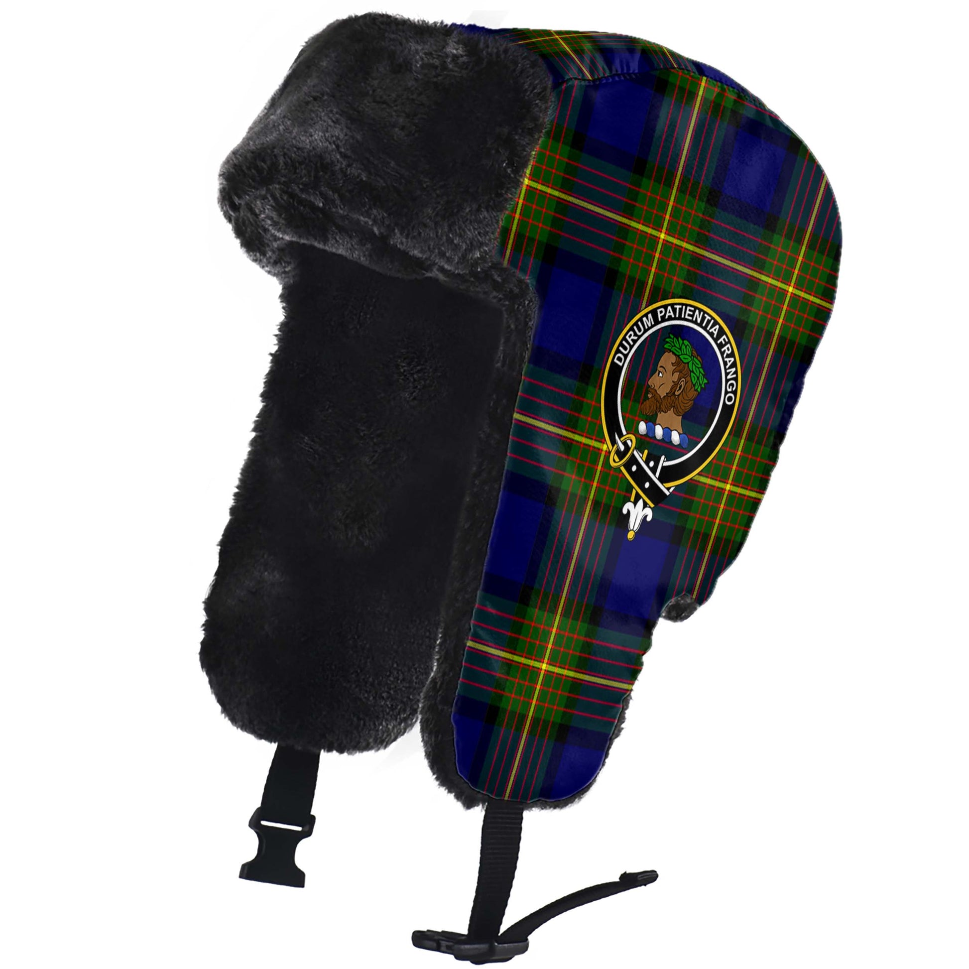 Moore Tartan Winter Trapper Hat with Family Crest - Tartanvibesclothing