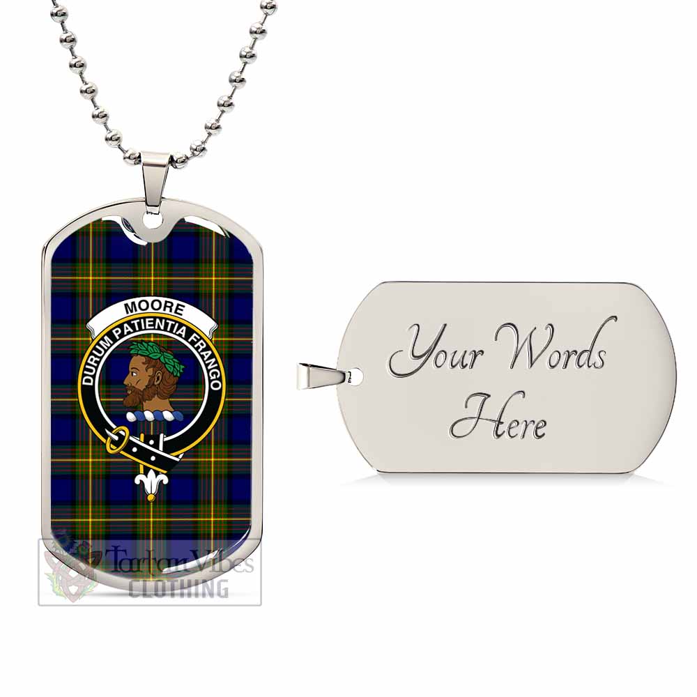 Tartan Vibes Clothing Moore Tartan Dog Tag Necklace with Family Crest