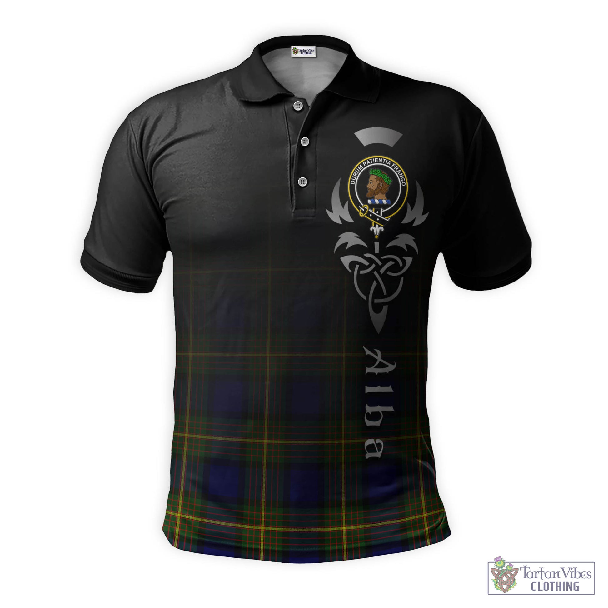 Tartan Vibes Clothing Moore Tartan Polo Shirt Featuring Alba Gu Brath Family Crest Celtic Inspired