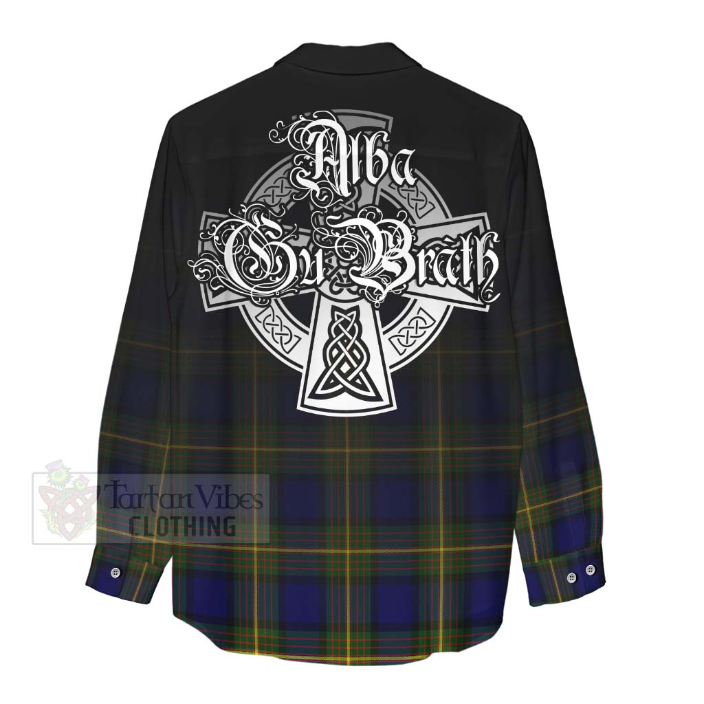 Tartan Vibes Clothing Moore Tartan Women's Casual Shirt Featuring Alba Gu Brath Family Crest Celtic Inspired