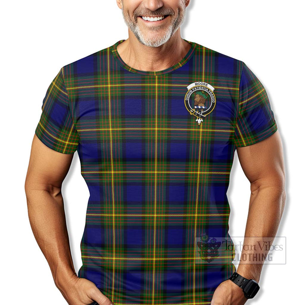 Tartan Vibes Clothing Moore Tartan T-Shirt with Family Crest Celtic Skull Style