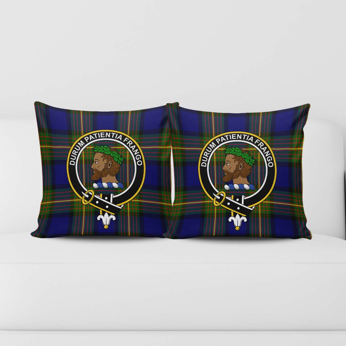 Moore Tartan Pillow Cover with Family Crest - Tartanvibesclothing