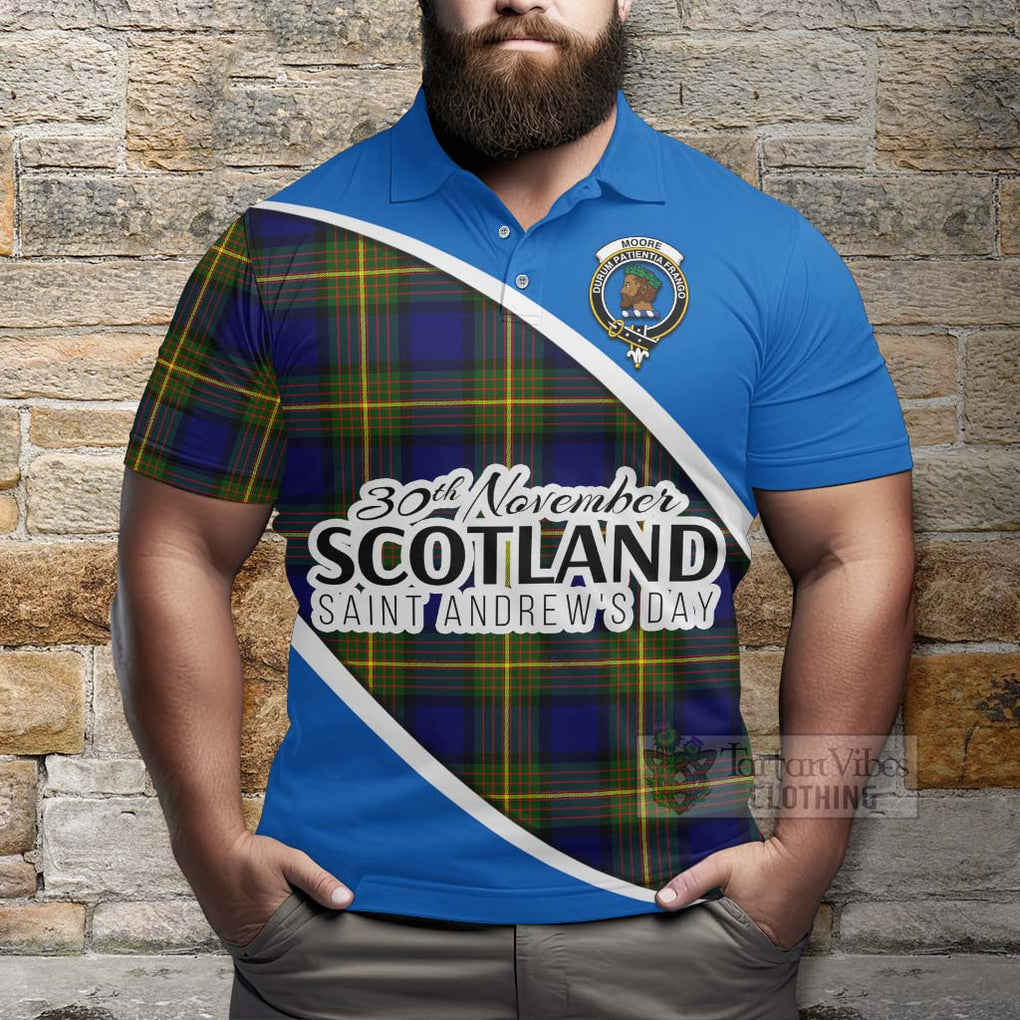 Tartan Vibes Clothing Moore Family Crest Tartan Polo Shirt Celebrate Saint Andrew's Day in Style