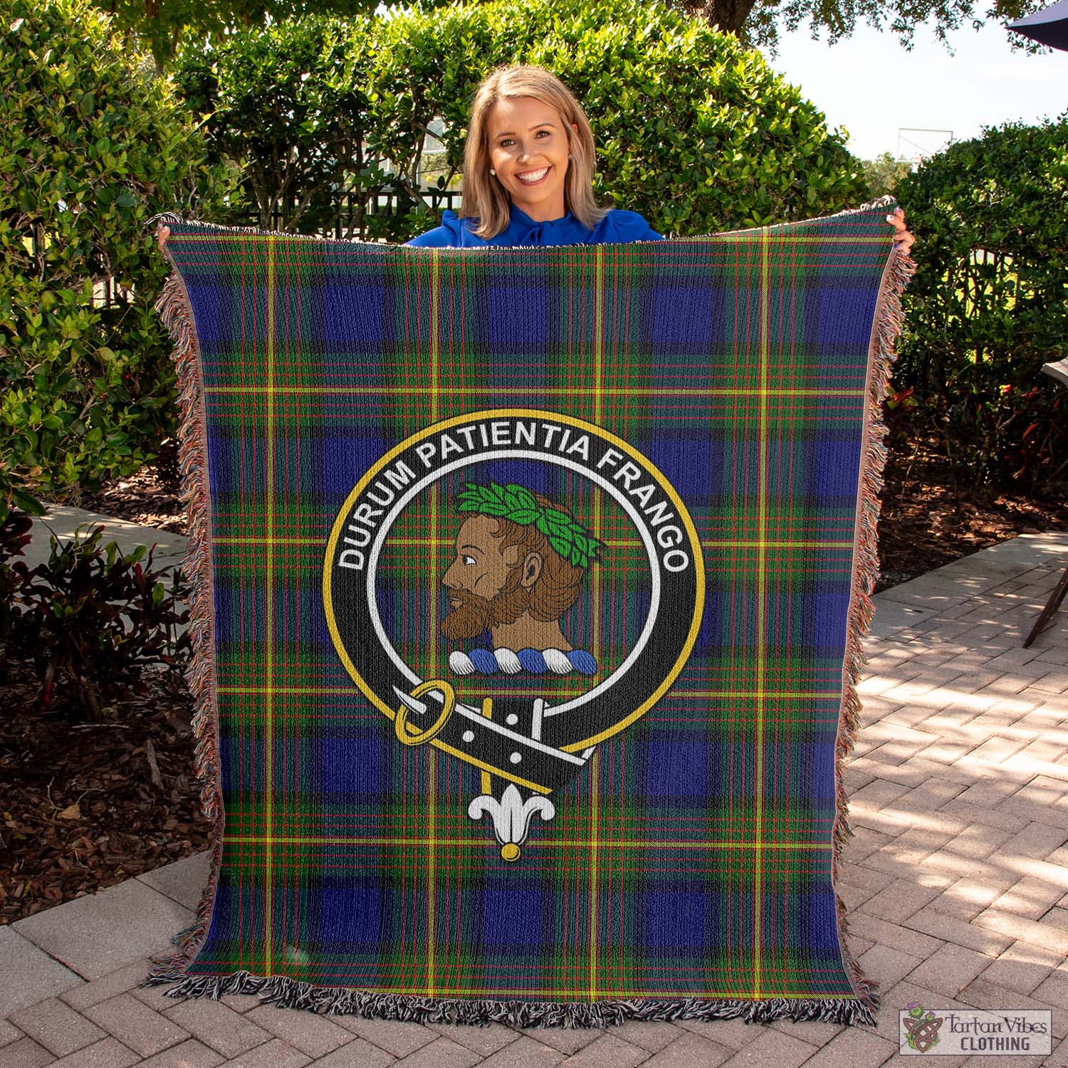 Tartan Vibes Clothing Moore Tartan Woven Blanket with Family Crest
