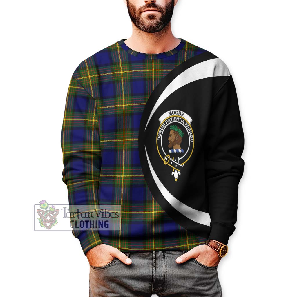 Moore Tartan Sweatshirt with Family Crest Circle Style - Tartan Vibes Clothing