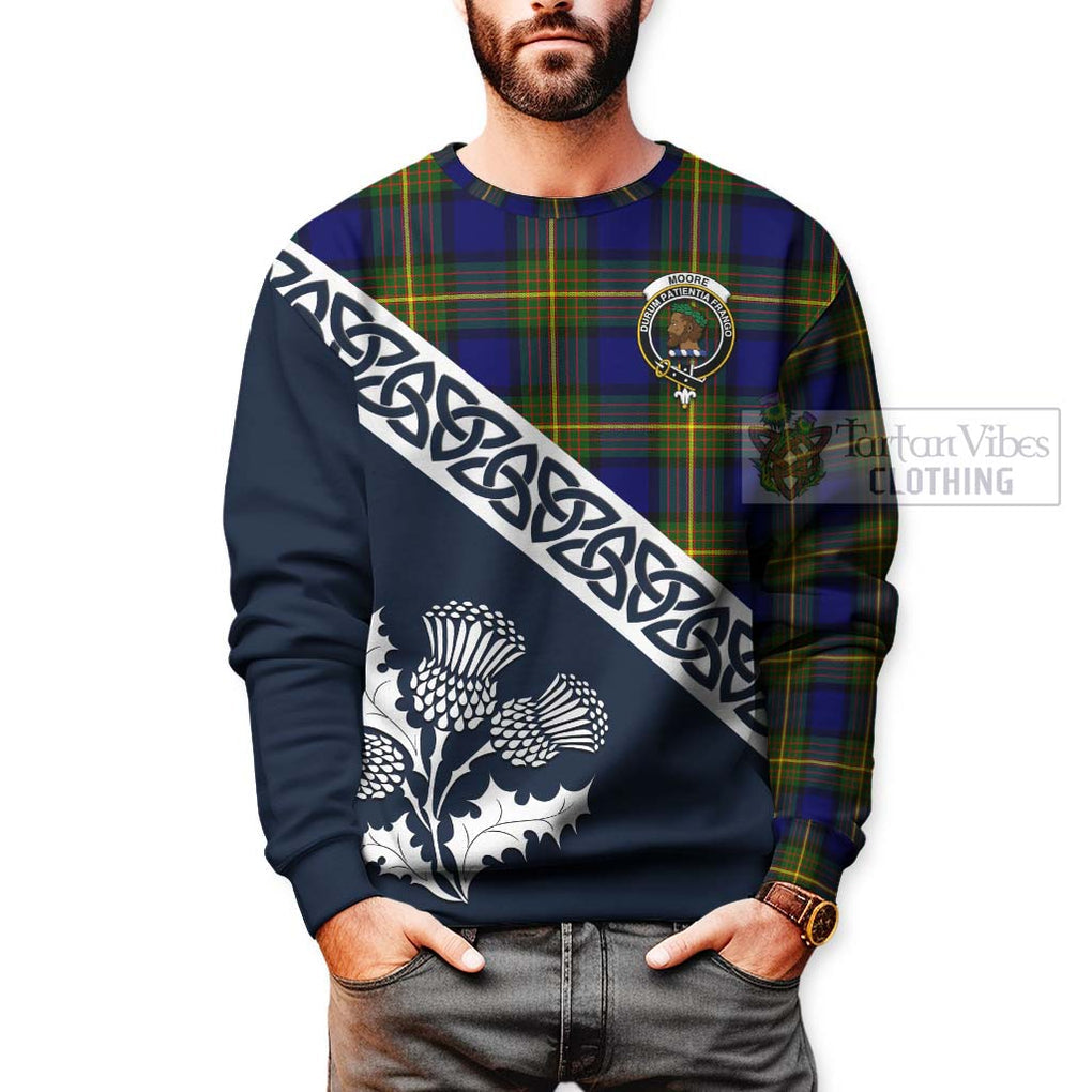 Tartan Vibes Clothing Moore Tartan Sweatshirt Featuring Thistle and Scotland Map