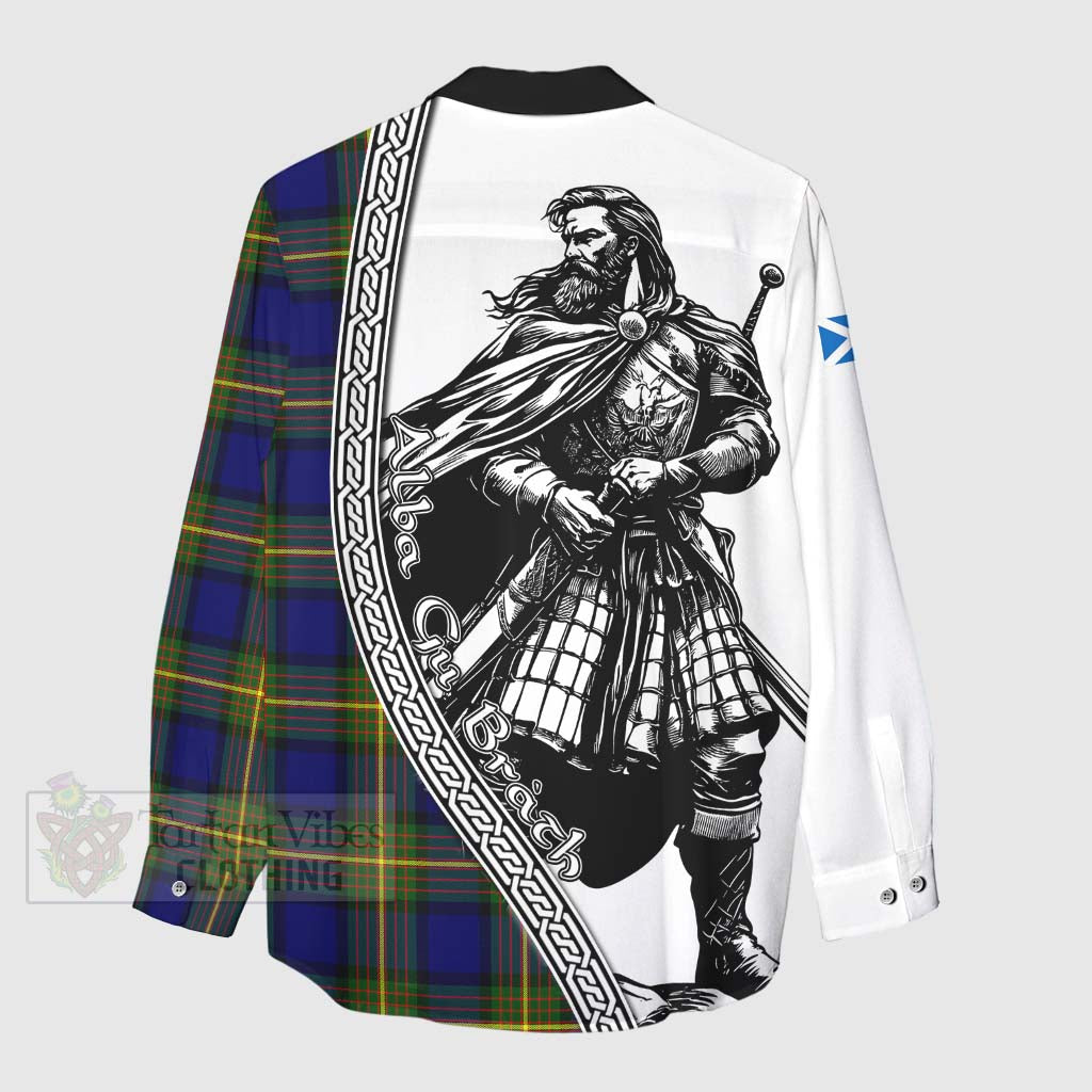 Tartan Vibes Clothing Moore Tartan Clan Crest Women's Casual Shirt with Highlander Warrior Celtic Style