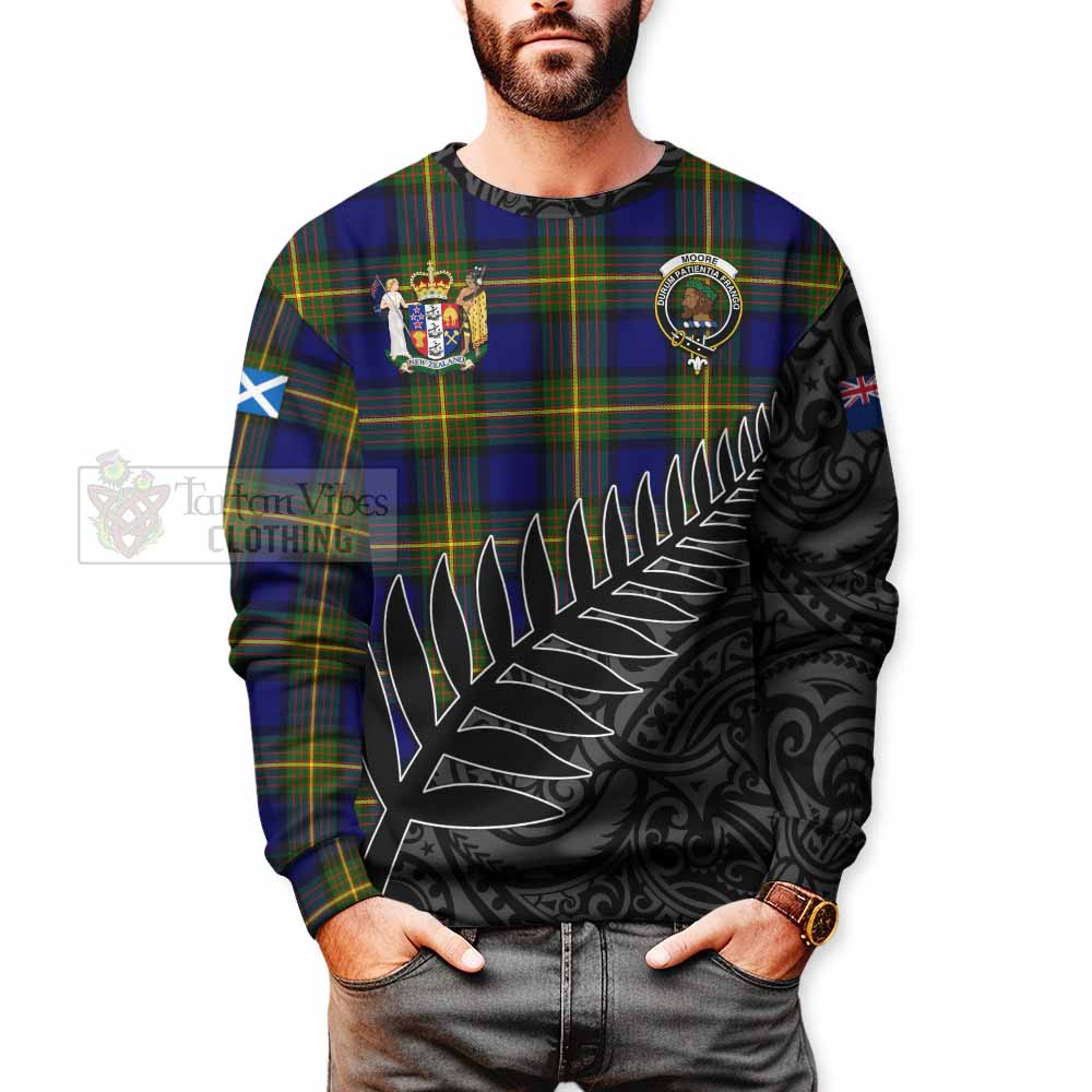 Tartan Vibes Clothing Moore Crest Tartan Sweatshirt with New Zealand Silver Fern Half Style