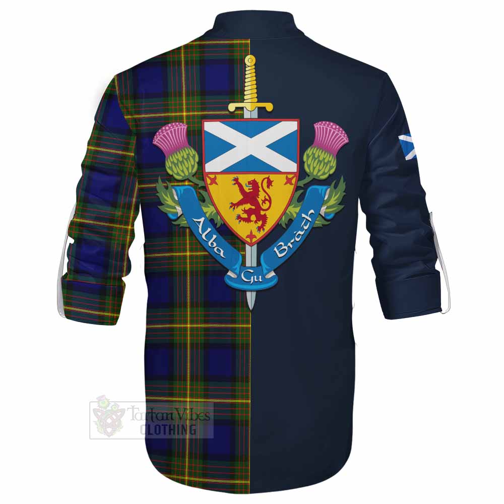 Moore Tartan Ghillie Kilt Shirt Alba with Scottish Lion Royal Arm Half Style