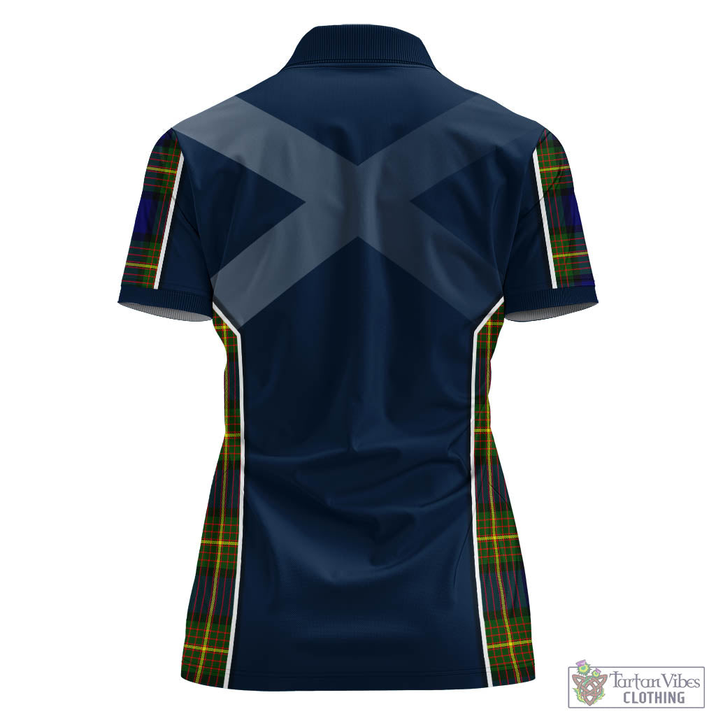Tartan Vibes Clothing Moore Tartan Women's Polo Shirt with Family Crest and Scottish Thistle Vibes Sport Style