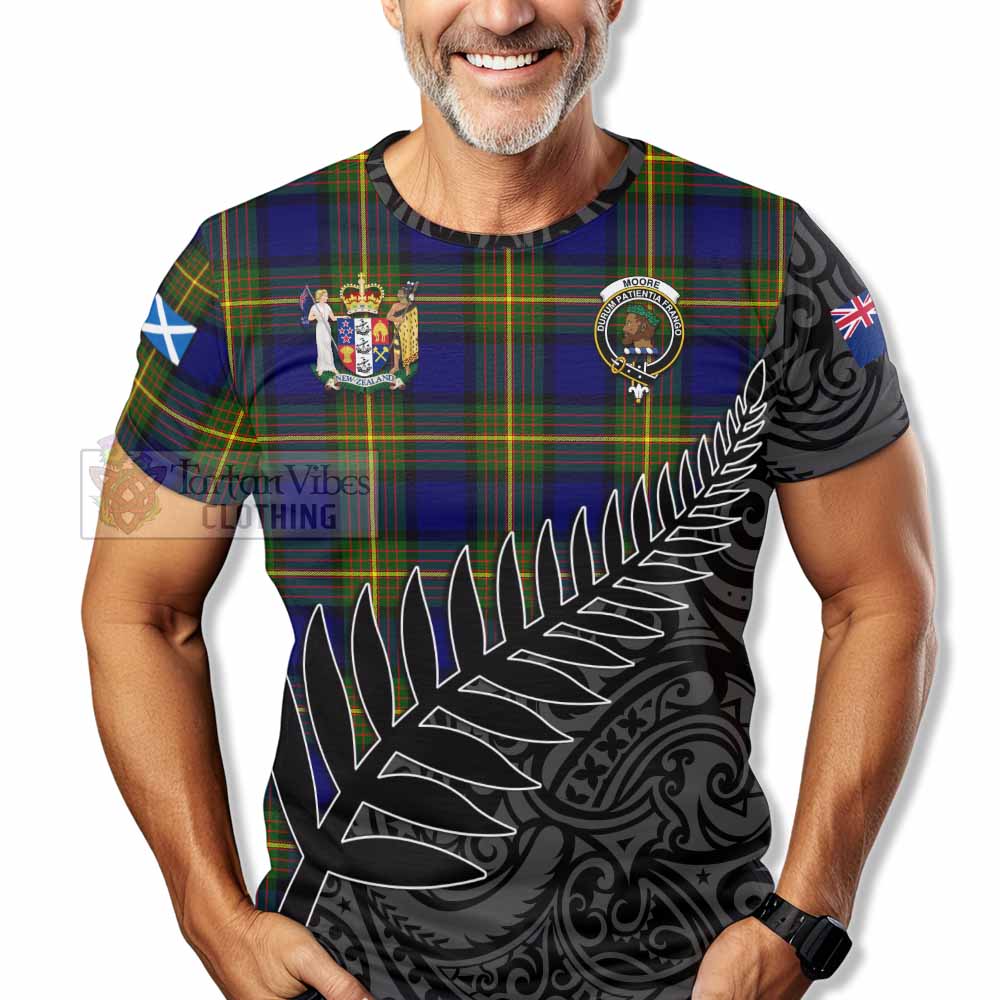 Tartan Vibes Clothing Moore Crest Tartan T-Shirt with New Zealand Silver Fern Half Style