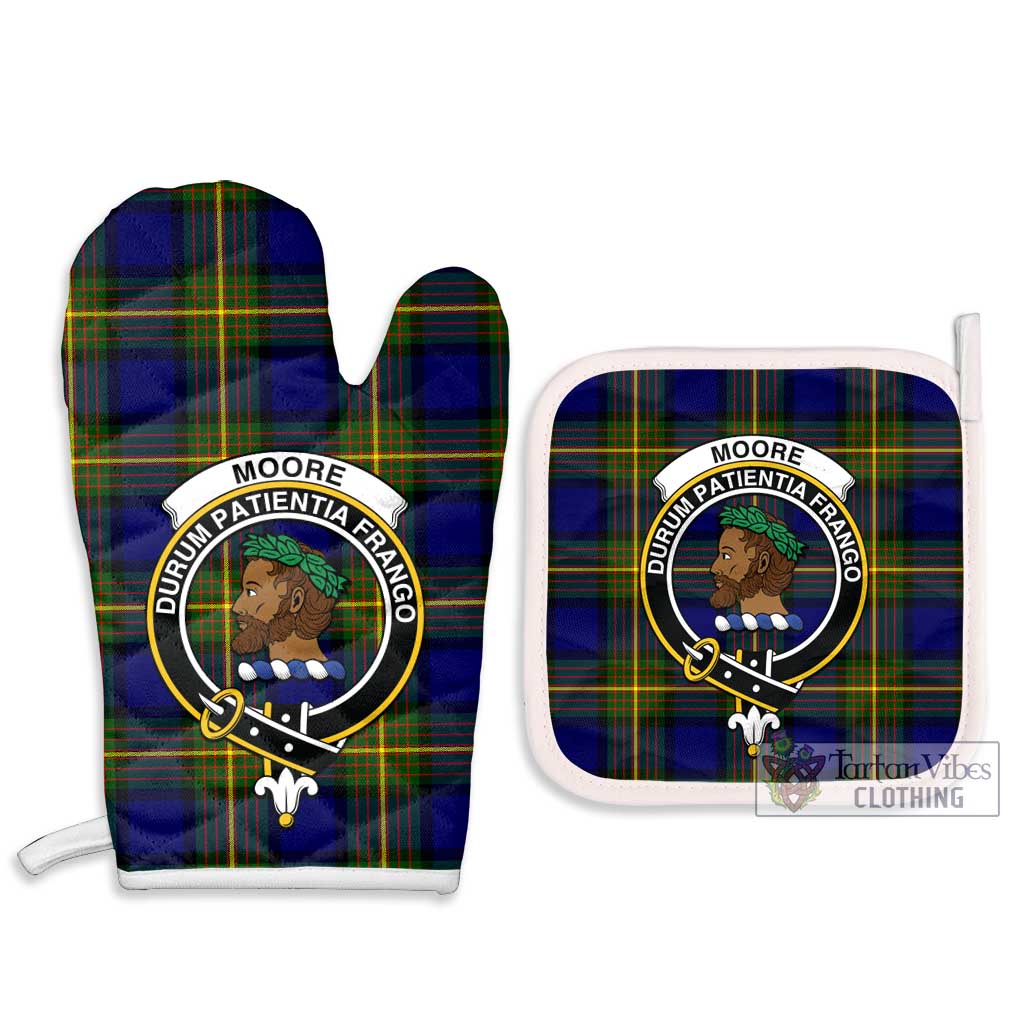 Tartan Vibes Clothing Moore Tartan Combo Oven Mitt & Pot-Holder with Family Crest