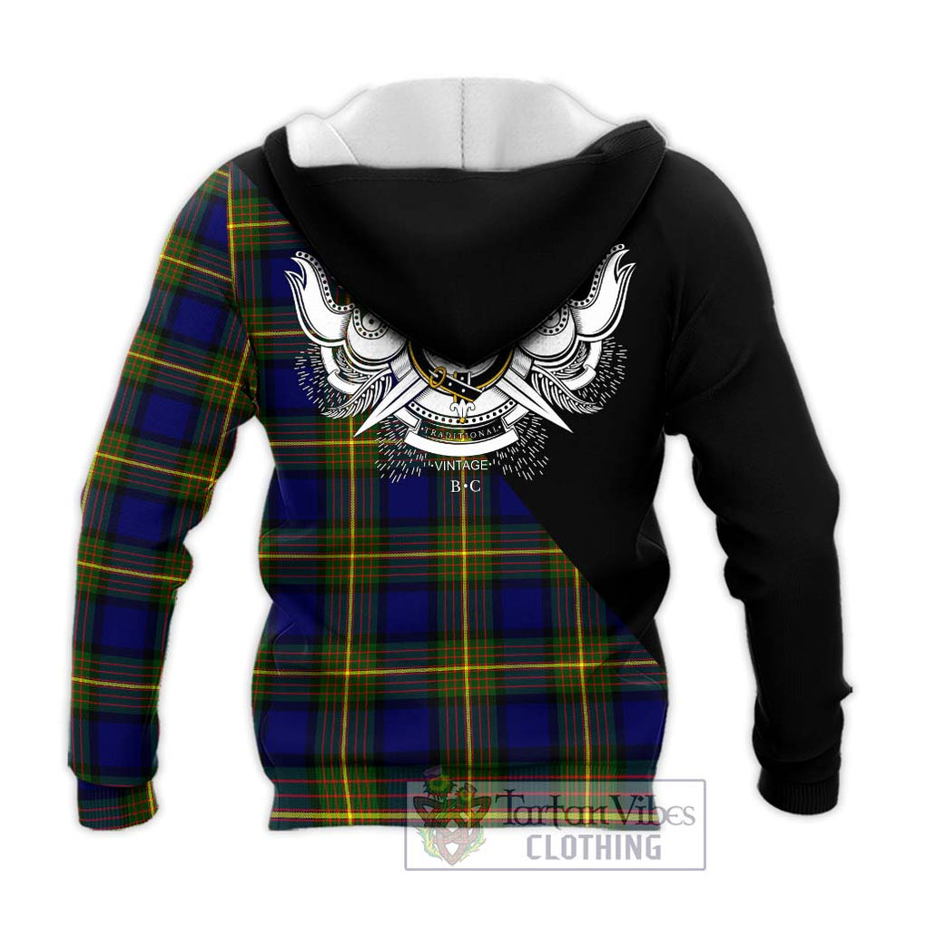 Moore Tartan Knitted Hoodie with Family Crest and Military Logo Style - Tartanvibesclothing Shop