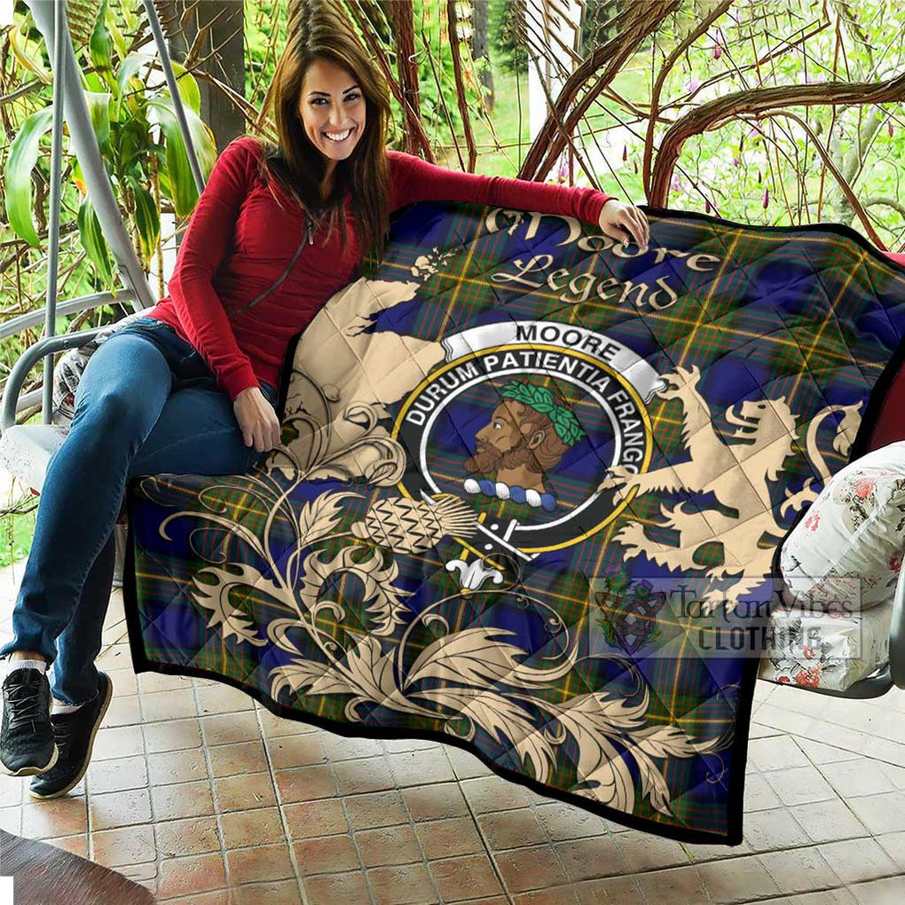 Tartan Vibes Clothing Moore Tartan Quilt with Family Crest and Scottish Symbol Style