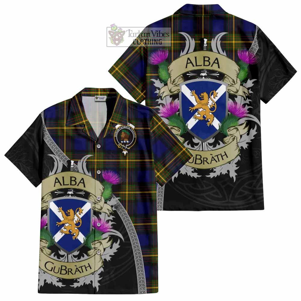 Moore Tartan Family Crest Hawaiian Shirt Lion Rampant Royal Thistle Shield Celtic Inspired - Tartan Vibes Clothing