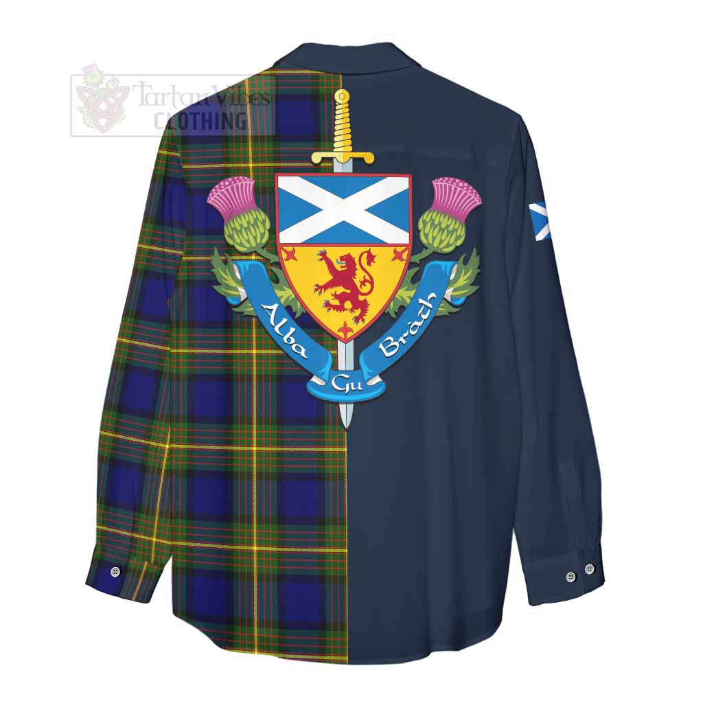 Tartan Vibes Clothing Moore Tartan Women's Casual Shirt Alba with Scottish Lion Royal Arm Half Style