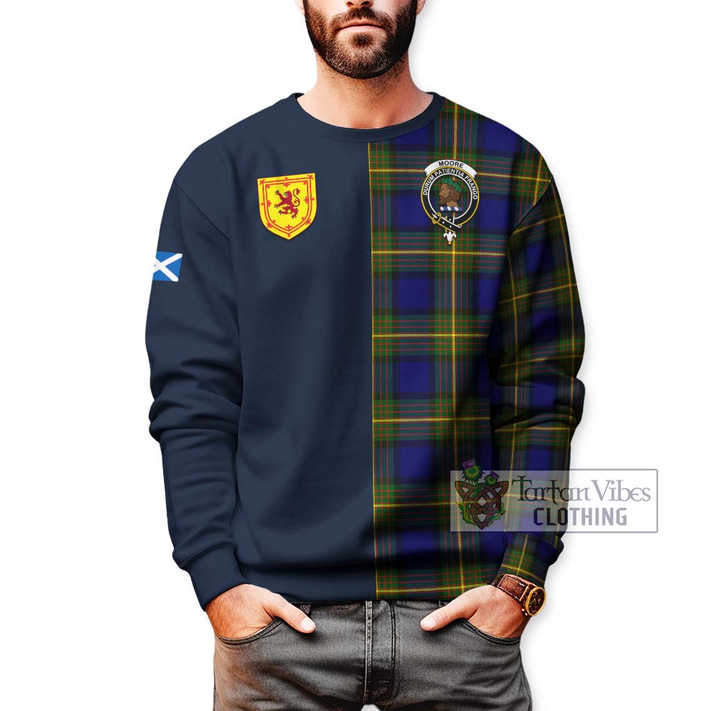 Tartan Vibes Clothing Moore Tartan Sweatshirt with Scottish Lion Royal Arm Half Style