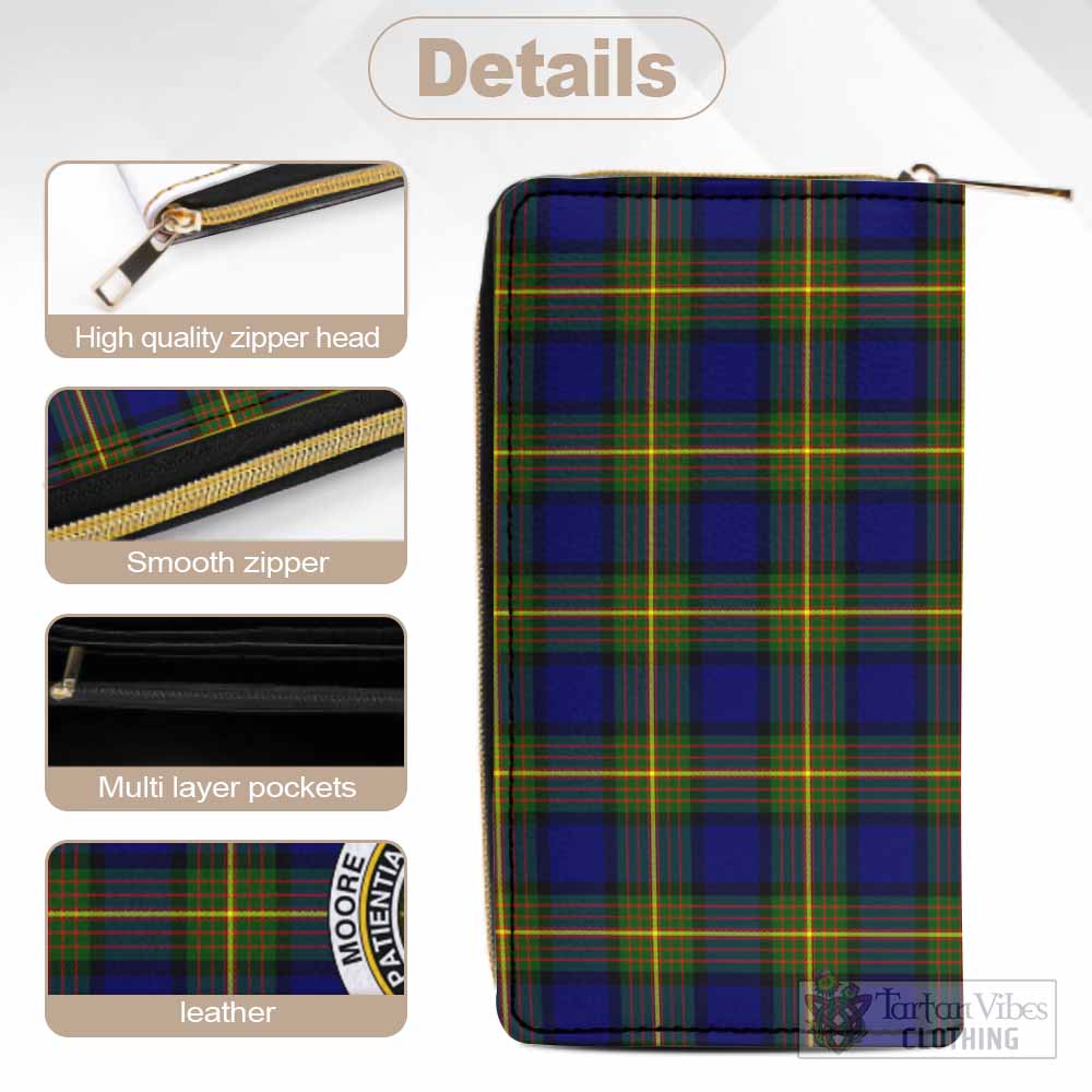 Moore Tartan Women's Leather Wallet with Family Crest - Tartan Vibes Clothing