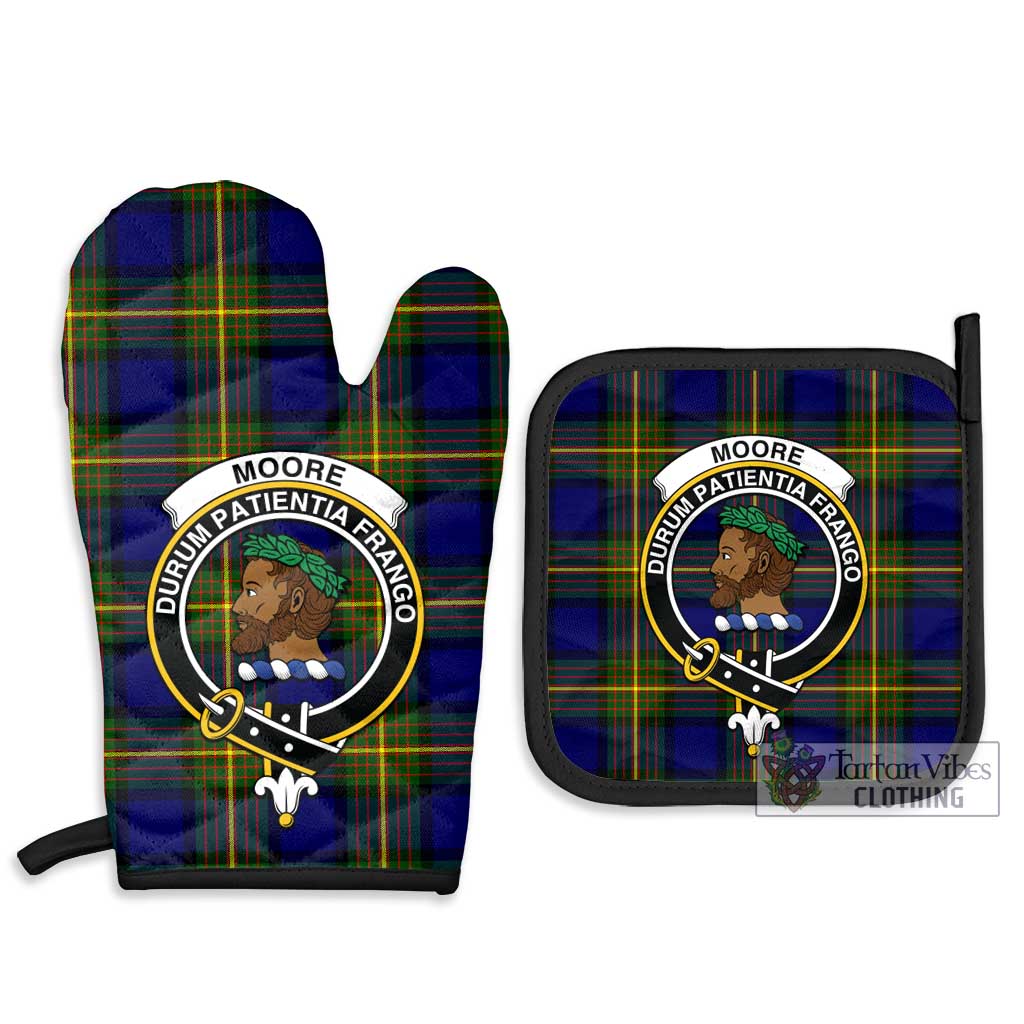 Tartan Vibes Clothing Moore Tartan Combo Oven Mitt & Pot-Holder with Family Crest